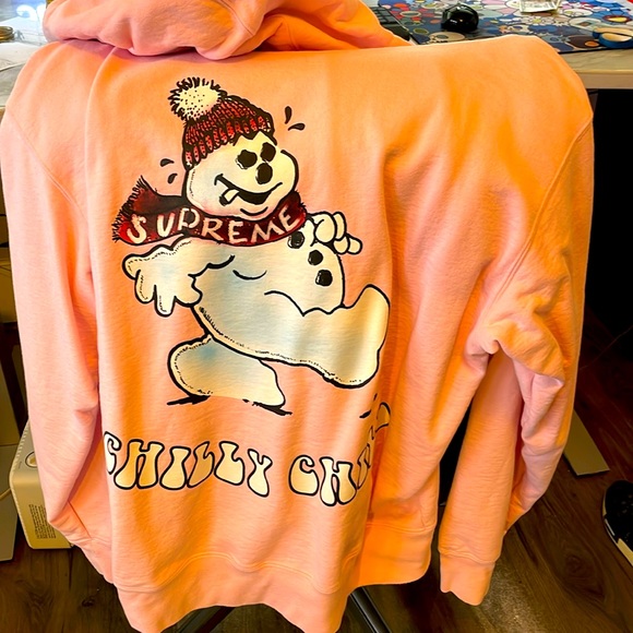 Supreme FW21 Light Pink Snowman Hooded Sweatshirt - Like new Authentic - Picture 2 of 2